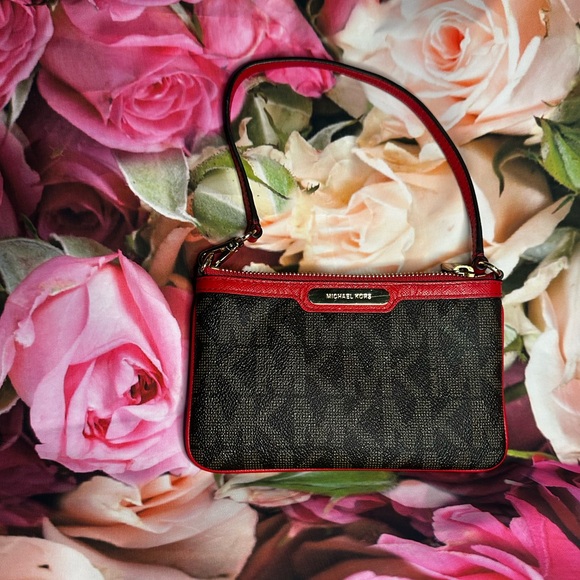 Michael Kors Handbags - Michael Kors Brown and Red Women's Monogram Wristlet